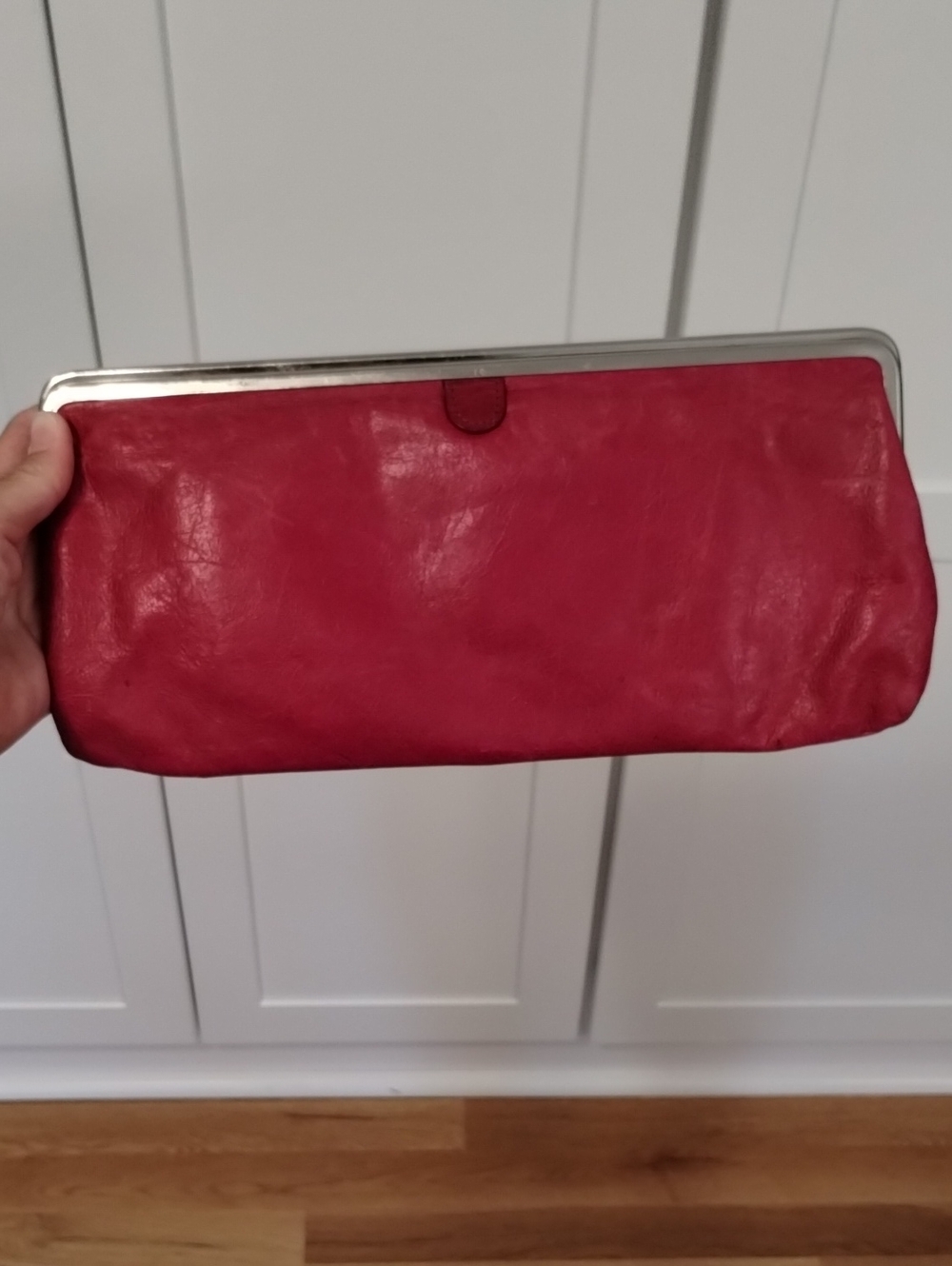 HOBO Vintage Raspberry Leather Clutch Purse
